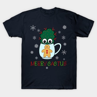 Merry Cactus - Small Cactus With Red Spikes In Christmas Mug T-Shirt